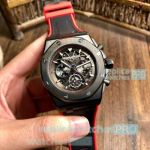 Copy Audemars Piguet Royal Oak Black Chronograph Dial Black & Red Rubber Strap Watch